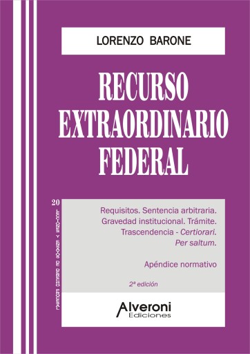 Portada del libro «Recurso Extraordinario Federal - 2ª Edición», de Barone Lorenzo