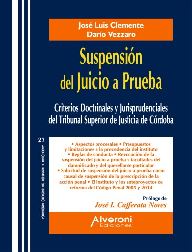 Portada del libro «Suspensión del juicio a prueba», de Clemente José Luis, Vezzaro Darío
