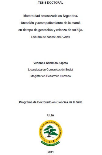 Maternidad amenazada en Argentina. Atención y acompañamiento de la mamá en tiempo de gestación y crianza de su hijo. Estudio de casos: 2007-2010