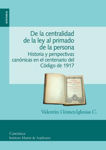 Portada del libro «De la centralidad de la ley al primado de la persona», de V. Gómez-Iglesias