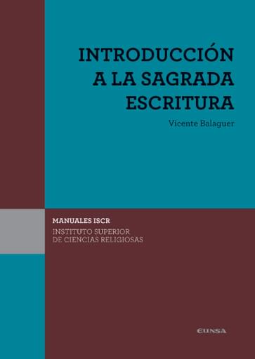 Portada del libro «Introducción a la sagrada escritura», de V. Balaguer