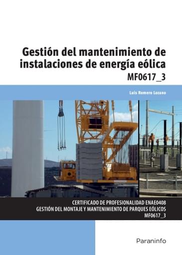 Portada del libro «Gestión del mantenimiento de instalaciones de energía eólica», de L. Romero