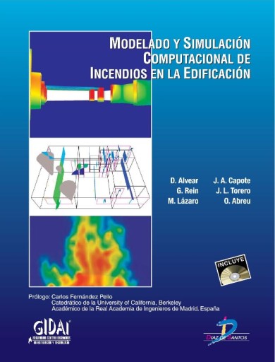 Portada del libro «Modelado y simulación computacional de incendios en la edificación», de Alvear