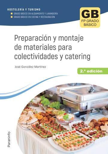Portada del libro «Preparación y montaje de materiales para colectividades y catering 2ª ed.», de José González Martínez
