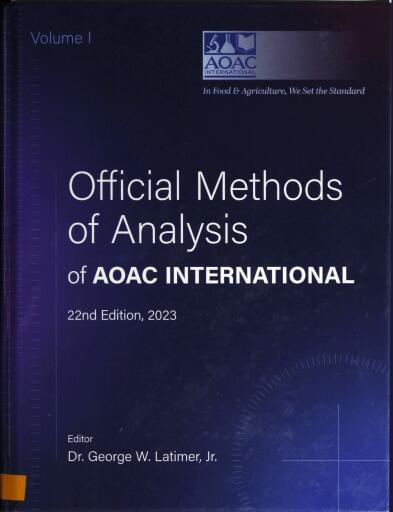 Official methods of analysis of AOAC International. Tomo 1