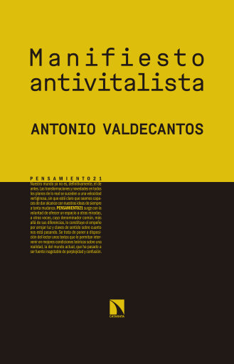 Portada del libro «Manifiesto antivitalista.», de Valdecantos Alcaide Antonio