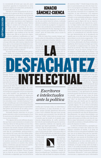 Portada del libro «La desfachatez intelectual. Escritores e intelectuales ante la política», de Ignacio Sánchez-Cuenca Rodríguez