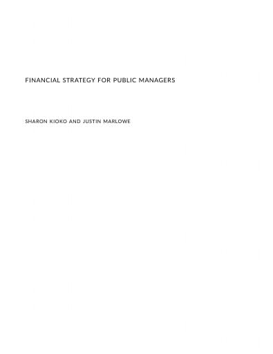 Financial Strategy for Public Managers