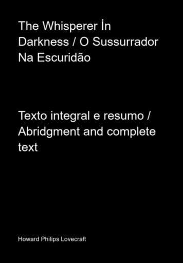 The Whisperer İn Darkness / O Sussurrador Na Escuridão