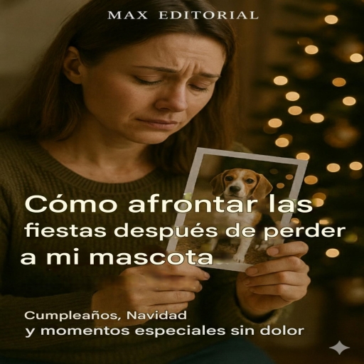 Portada del libro «Cómo afrontar las fiestas después de perder de mi mascota: Cumpleaños, Navidad y momentos especiales sin dolor», de MAX EDITORIAL