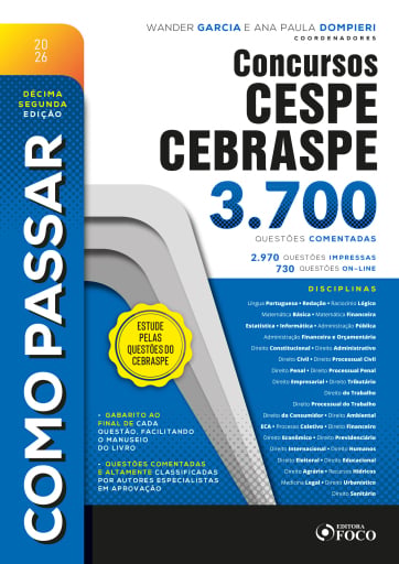 Como Passar em Concursos CESPE - CEBRASPE - 3.700 Questões Comentadas - 12ª Ed - 2026