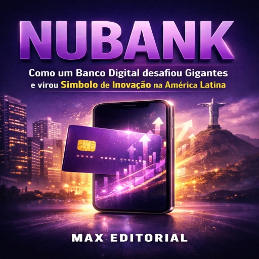 Portada del libro «Nubank: Como um Banco Digital Desafiou Gigantes e virou Símbolo de Inovação na América Latina», de MAX EDITORIAL
