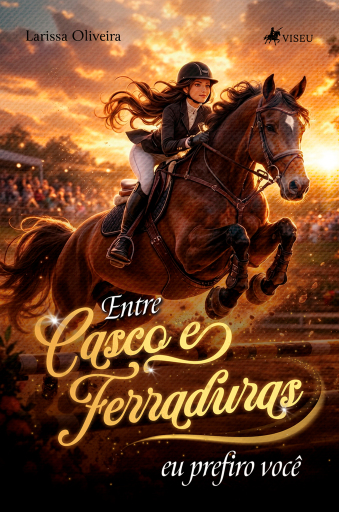 Portada del libro «Entre casco e ferraduras eu prefiro você», de Larissa Oliveira