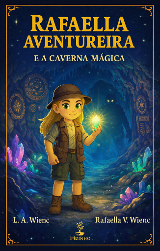 Portada del libro «Rafaella Aventureira e a Caverna Mágica», de L. A. Wienc Rafaella V. Wienc (coautora)