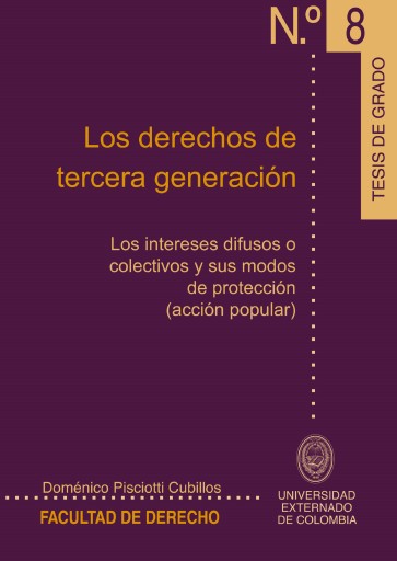 Portada del libro «Los derechos de tercera generación», de Doménico Piscotti Cubillos