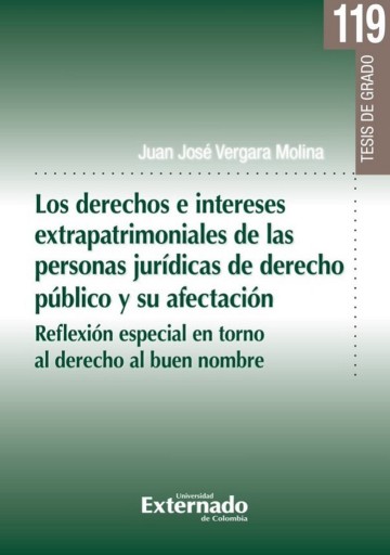 Portada del libro «Los derechos e intereses extrapatrimoniales de las personas jurídicas de derecho público y su afectación», de Juan José Vergara Molina