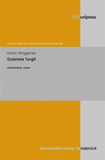Portada del libro «Gabriele Tergit», de Hans Wagener