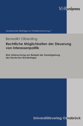 Portada del libro «Rechtliche Möglichkeiten der Steuerung von Interessenpolitik», de Benedikt Olberding