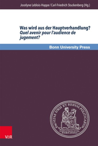 Portada del libro «Was wird aus der Hauptverhandlung? Quel avenir pour l'audience de jugement?»