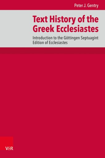 Portada del libro «Text History of the Greek Ecclesiastes», de Peter J. Gentry