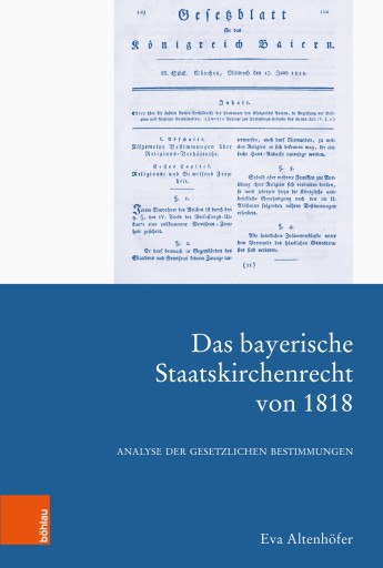 Portada del libro «Das bayerische Staatskirchenrecht von 1818», de Eva Altenhöfer