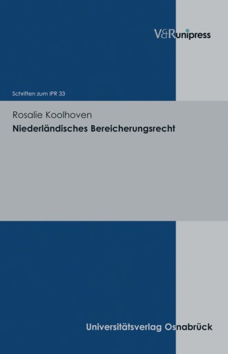 Portada del libro «Niederländisches Bereicherungsrecht», de Rosalie Koolhoven
