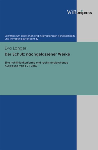 Portada del libro «Der Schutz nachgelassener Werke», de Eva Langer