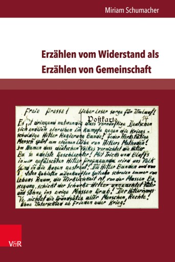 Portada del libro «Erzählen vom Widerstand als Erzählen von Gemeinschaft», de Miriam Schumacher