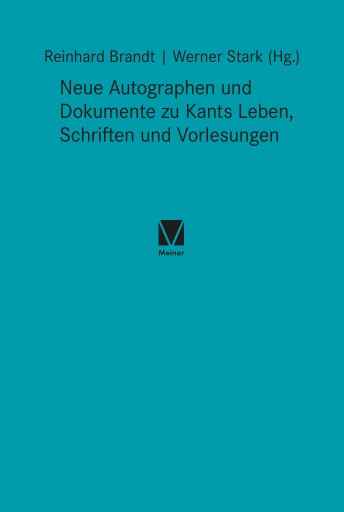 Portada del libro «Neue Autographen und Dokumente zu Kants Leben, Schriften und Vorlesungen»