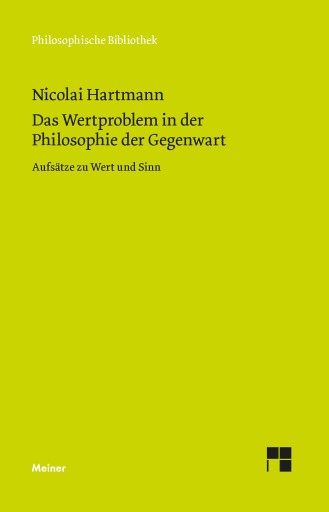 Portada del libro «Das Wertproblem in der Philosophie der Gegenwart», de Nicolai Hartmann