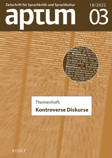 Portada del libro «Aptum, Zeitschrift für Sprachkritik und Sprachkultur 18. Jahrgang, 2022, Heft 3»