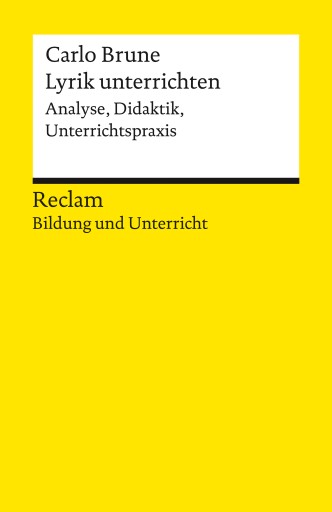 Portada del libro «Lyrik unterrichten. Analyse, Didaktik, Unterrichtspraxis», de Carlo Brune