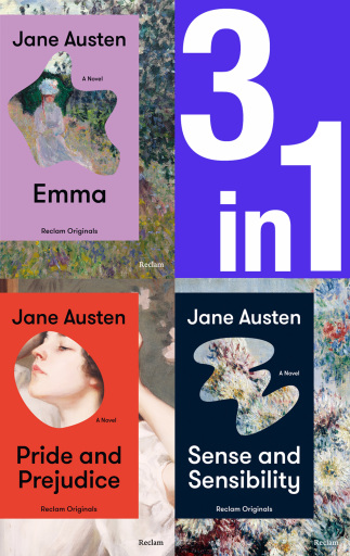 Portada del libro «Jane Austen: Three Novels in One (3in1-Bundle). Emma, Pride and Prejudice, Sense and Sensibility», de Jane Austen