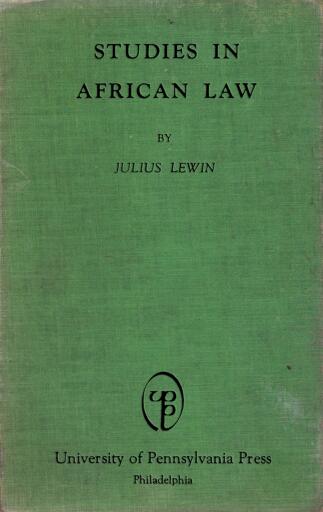 Studies in African Native Law