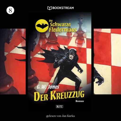 Portada del audiolibro «Die Schwarze Fledermaus, Folge 8: Der Kreuzzug», de G. W. Jones