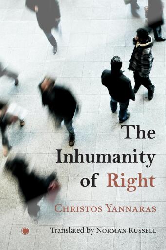 Portada del libro «The Inhumanity of Right», de Christos Yannaras