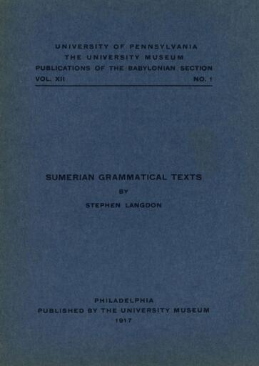 Sumerian Grammatical Texts