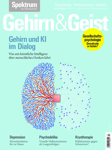 Portada del libro «Gehirn&Geist 7/2025 Gehirn und KI im Dialog»