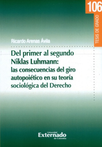 Portada del libro «Del Primer Al Segundo Niklas Luhmann:», de Ricardo Arenas Ávila
