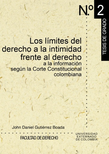 Portada del libro «Los límites del derecho a la intimidad frente al derecho a la información según la Corte Constitucional colombiana», de John Daniel Gutiérrez Boada