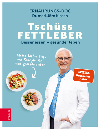 Portada del libro «Tschüss Fettleber», de Dr. med. Jörn Klasen