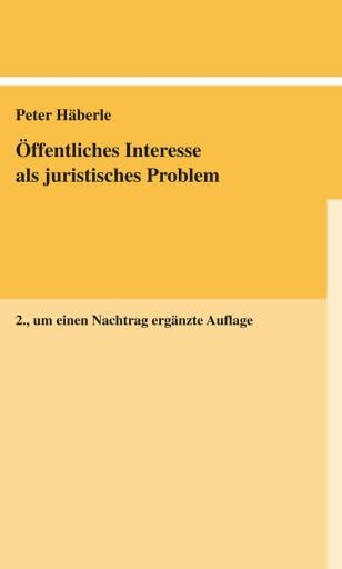 Portada del libro «Öffentliches Interesse als juristisches Problem», de Peter Häberle
