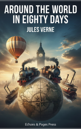Portada del libro «Around the World in Eighty Days», de Jules Verne