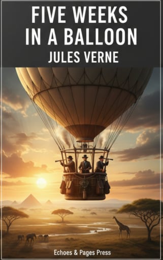 Portada del libro «Five Weeks in a Balloon», de Jules Verne