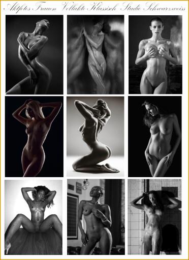 280 Frauen Vollaktfotos Studio Schwarzweiss.