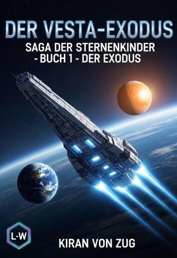 Portada del libro «Der Vesta-Exodus - Die Saga der Sternenkinder», de Kiran von Zug