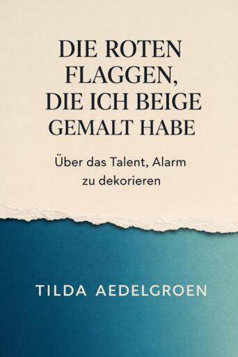 Portada del libro «Die roten Flaggen, die ich beige gemalt habe - Über das Talent, Alarm zu dekorieren», de Tilda Aedelgroen