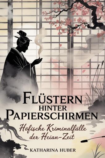 Portada del libro «Flüstern hinter Papierschirmen», de Katharina Huber
