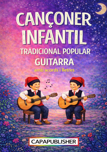 Cançoner català infantil per a guitarra Cançons tradicionals amb gràfics d'acords i lletres sil·labejades · Sense partitura ni TABs