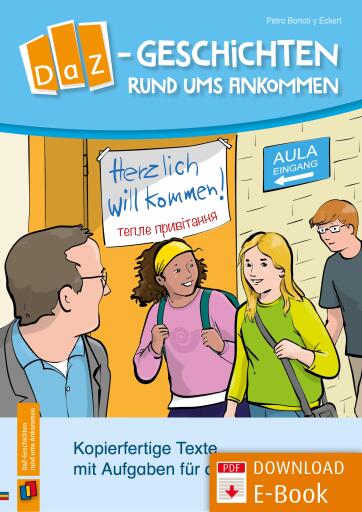 Portada del libro «DaZ-Geschichten rund ums Ankommen», de Petra Bartoli y Eckert